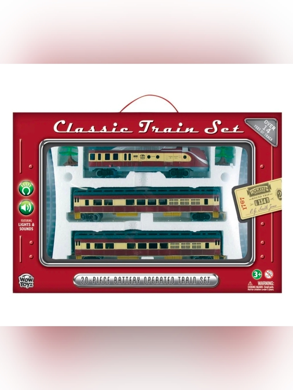 WOWTOYS 20pc Classic Train Set Battery Operated Lights & Sounds Passenger 2014